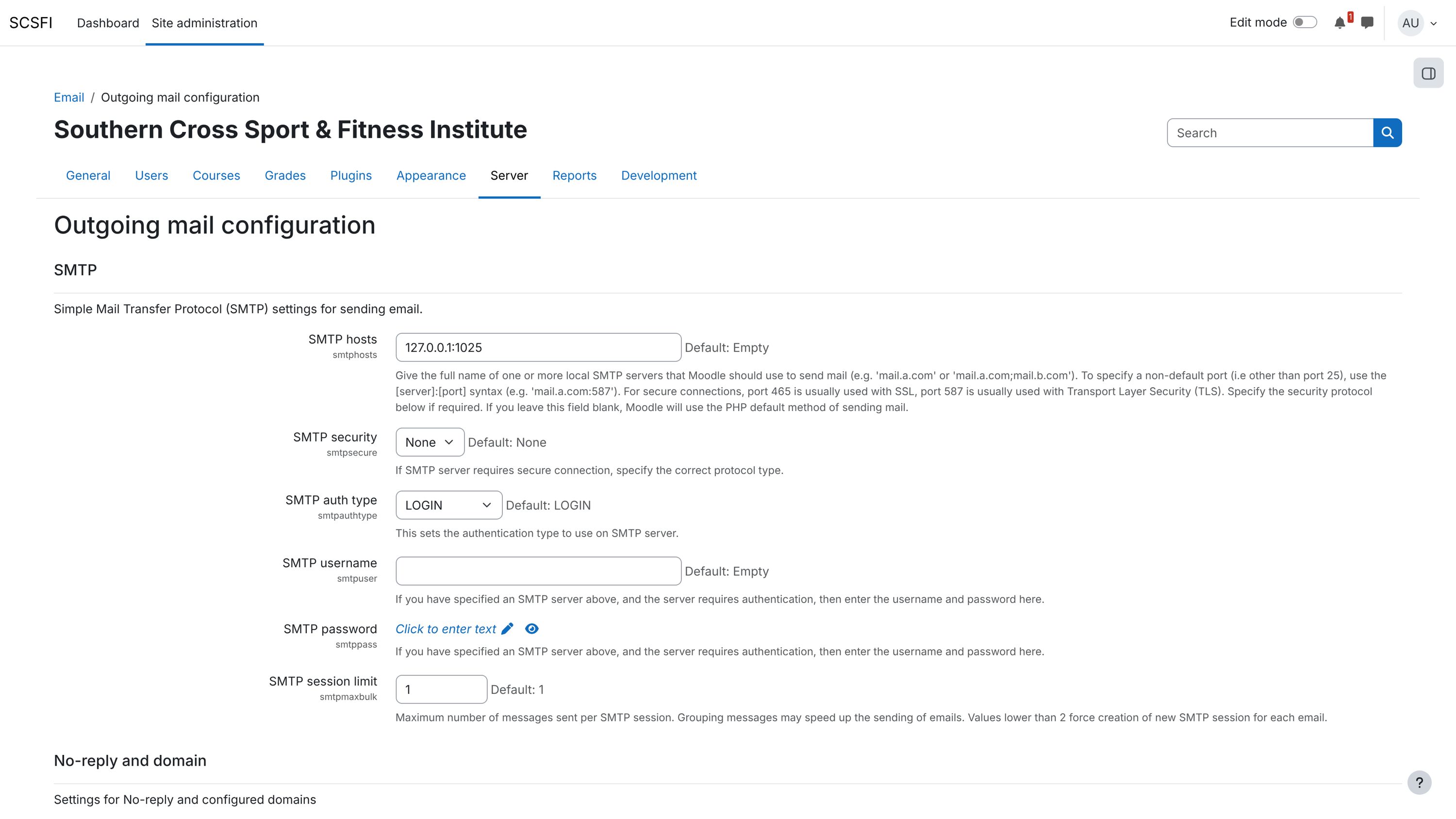 No separate mail settings: Email Students uses Moodle's outgoing mail configuration.