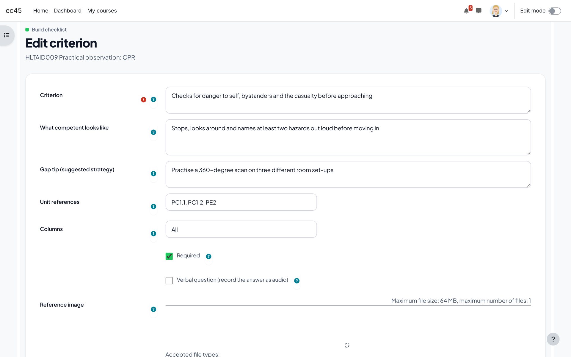 Edit a checklist item