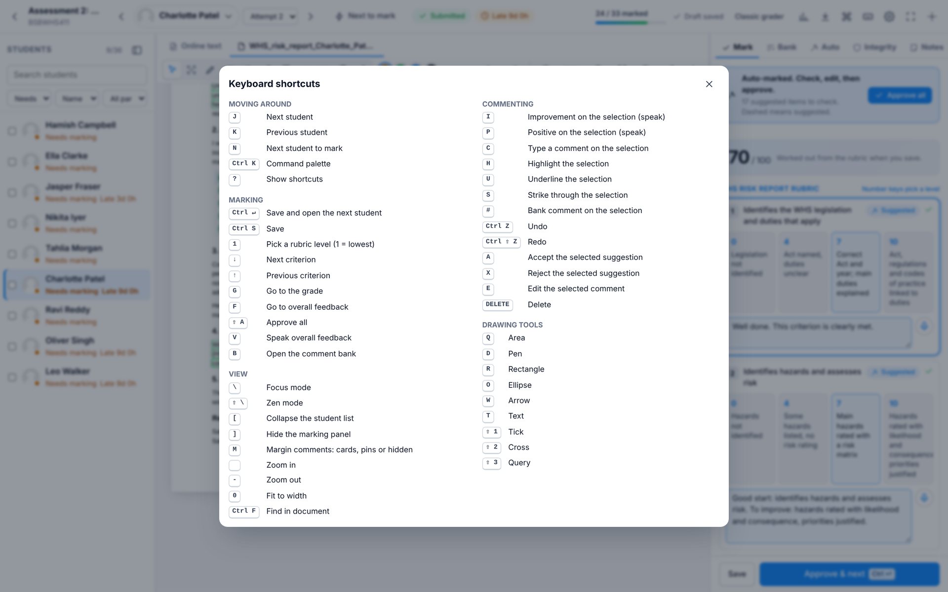 Keyboard shortcuts. Press ? at any time to see every shortcut.
