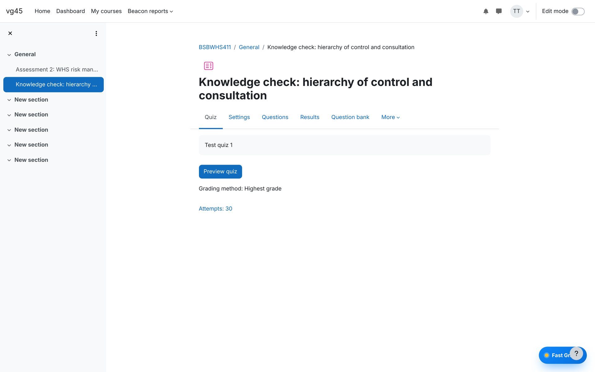 On a quiz. The same button on quizzes with essay questions.